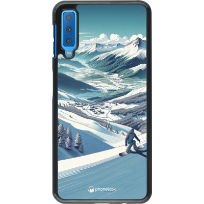 Samsung Galaxy A7 Case Hülle - Snowboarder Berg