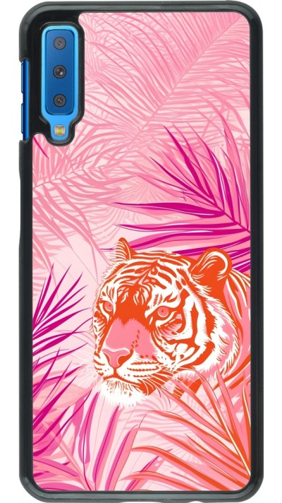 Samsung Galaxy A7 Case Hülle - Tiger Palmen rosa