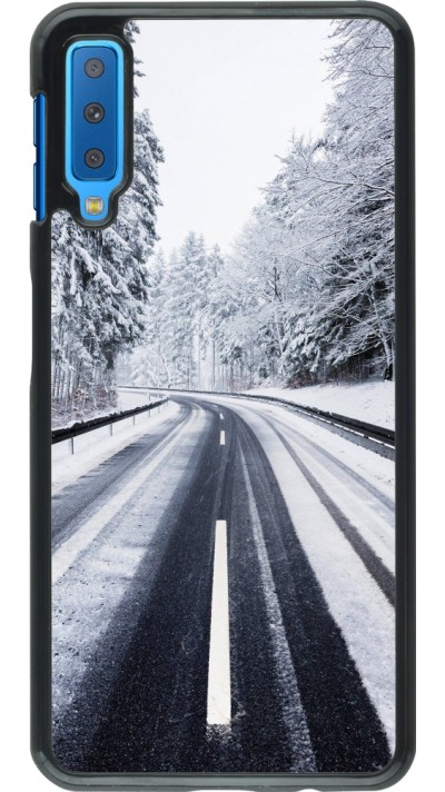 Samsung Galaxy A7 Case Hülle - Winter 22 Snowy Road