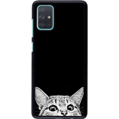 Hülle Samsung Galaxy A71 - Cat Looking Up Black