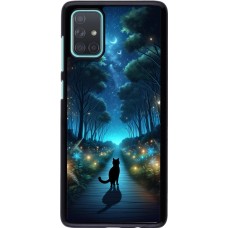 Samsung Galaxy A71 Case Hülle - Schwarze Katze Spaziergang