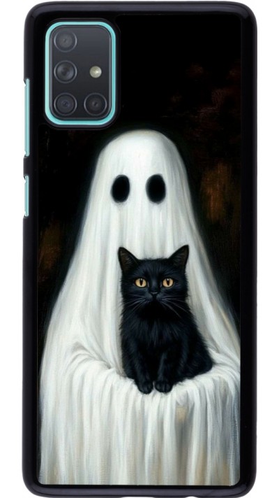 Samsung Galaxy A71 Case Hülle - Halloween 2025 Ghost with black cat