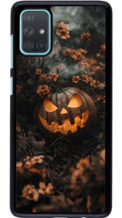 Samsung Galaxy A71 Case Hülle - Halloween 2025 Pumpkin with flowers