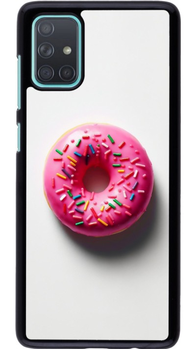 Samsung Galaxy A71 Case Hülle - Weisser Hintergrund, pinker Donut