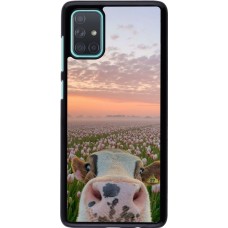 Samsung Galaxy A71 Case Hülle - Cow with tulips Spring 2026