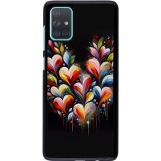 Samsung Galaxy A71 Case Hülle - Valentin 2024 Schwarzes Herz Abstrakt