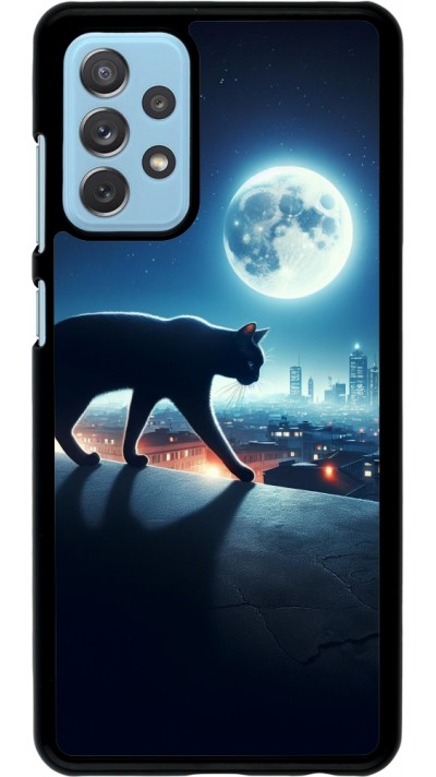 Samsung Galaxy A72 Case Hülle - Schwarze Katze unter dem Vollmond