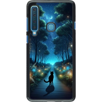 Samsung Galaxy A9 Case Hülle - Schwarze Katze Spaziergang