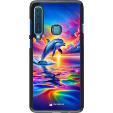 Samsung Galaxy A9 Case Hülle - Glücklicher Regenbogen-Delfin