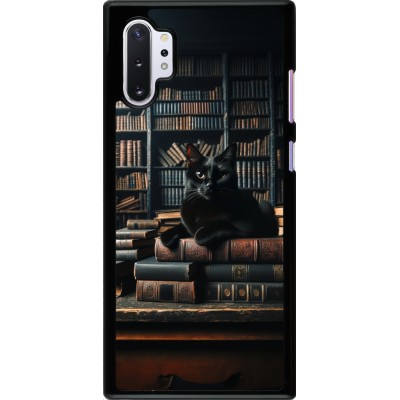 Samsung Galaxy Note 10+ Case Hülle - Katze Bücher dunkel
