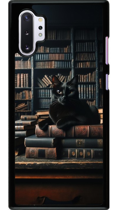 Samsung Galaxy Note 10+ Case Hülle - Katze Bücher dunkel