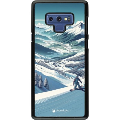Samsung Galaxy Note9 Case Hülle - Snowboarder Berg
