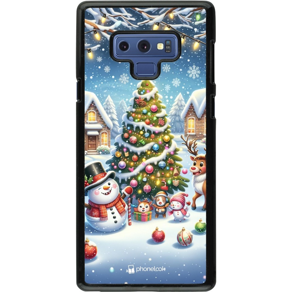 Samsung Galaxy Note9 Case Hülle - Weihnachten 2023 Schneemann und Tannenbaum