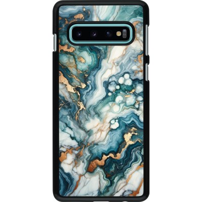 Samsung Galaxy S10 Case Hülle - Grüner Blauer Goldener Marmor