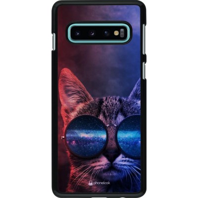 Hülle Samsung Galaxy S10 - Red Blue Cat Glasses