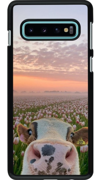Samsung Galaxy S10 Case Hülle - Cow with tulips Spring 2026