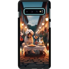 Samsung Galaxy S10 Case Hülle - Valentin 2024 Hund & Katze Kerzenlicht