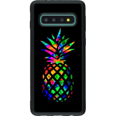 Hülle Samsung Galaxy S10 - Silikon schwarz Ananas Multi-colors