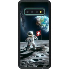 Samsung Galaxy S10 Case Hülle - Silikon schwarz Astro Schweiz auf dem Mond