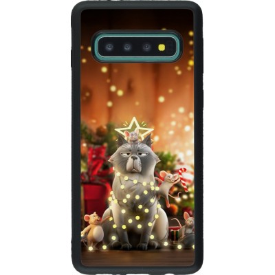 Samsung Galaxy S10 Case Hülle - Silikon schwarz Christmas 25 Xmas Cat