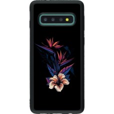 Hülle Samsung Galaxy S10 - Silikon schwarz Dark Flowers