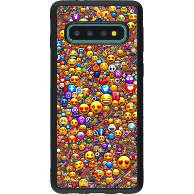 Samsung Galaxy S10 Case Hülle - Silikon schwarz Emoji gemischt