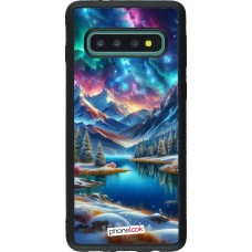 Samsung Galaxy S10 Case Hülle - Silikon schwarz Fantasiebergsee Himmel Sterne