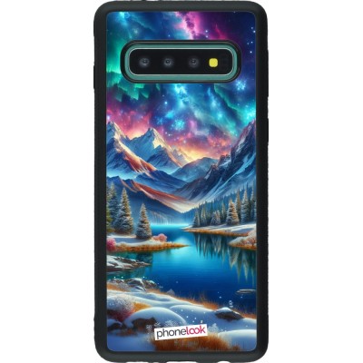 Samsung Galaxy S10 Case Hülle - Silikon schwarz Fantasiebergsee Himmel Sterne