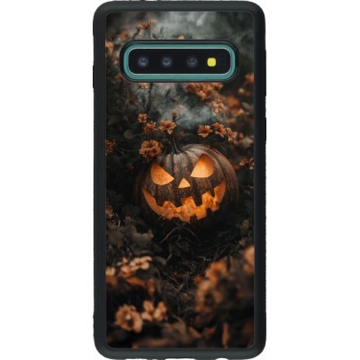 Samsung Galaxy S10 Case Hülle - Silikon schwarz Halloween 2025 Pumpkin with flowers