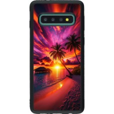 Samsung Galaxy S10 Case Hülle - Silikon schwarz Malediven Abenddämmerung Glückseligkeit