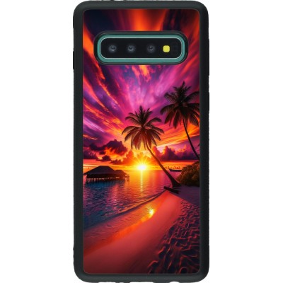 Samsung Galaxy S10 Case Hülle - Silikon schwarz Malediven Abenddämmerung Glückseligkeit