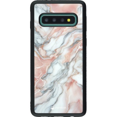 Samsung Galaxy S10 Case Hülle - Silikon schwarz Rosa Leuchtender Marmor