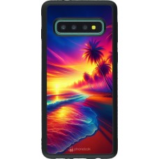 Samsung Galaxy S10 Case Hülle - Silikon schwarz Strand Sonnenuntergang auffällig