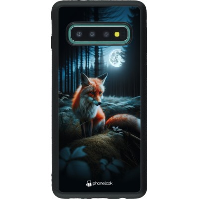 Samsung Galaxy S10 Case Hülle - Silikon schwarz Fuchs Mond Wald