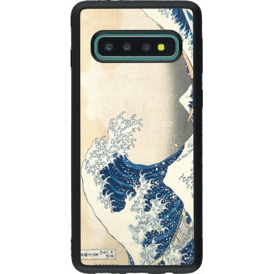 Samsung Galaxy S10 Case Hülle - Silikon schwarz Kunstbild - Die große Welle vor Kanagawa - Hokusai