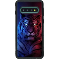 Hülle Samsung Galaxy S10 - Silikon schwarz Tiger Blue Red