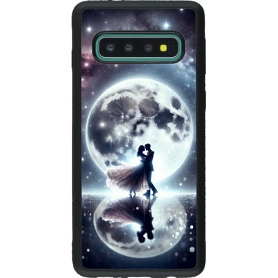 Samsung Galaxy S10 Case Hülle - Silikon schwarz Valentin 2024 Liebe unter dem Mond