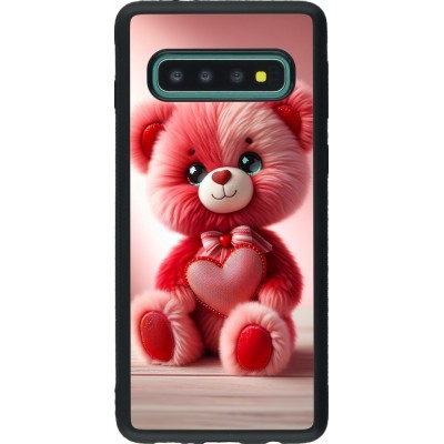Samsung Galaxy S10 Case Hülle - Silikon schwarz Valentin 2024 Rosaroter Teddybär
