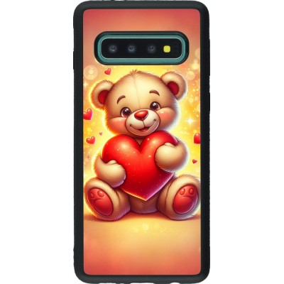 Samsung Galaxy S10 Case Hülle - Silikon schwarz Valentin 2024 Teddy Liebe