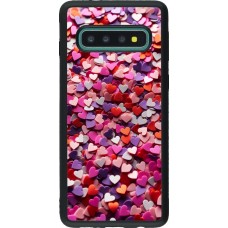 Samsung Galaxy S10 Case Hülle - Silikon schwarz Valentin 2025 Konfetti