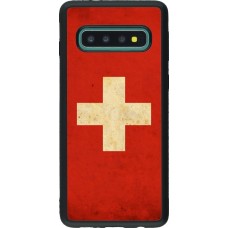 Hülle Samsung Galaxy S10 - Silikon schwarz Vintage Flag SWISS