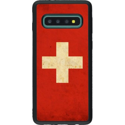 Hülle Samsung Galaxy S10 - Silikon schwarz Vintage Flag SWISS