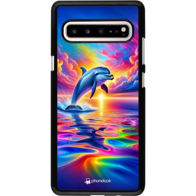 Samsung Galaxy S10 5G Case Hülle - Glücklicher Regenbogen-Delfin