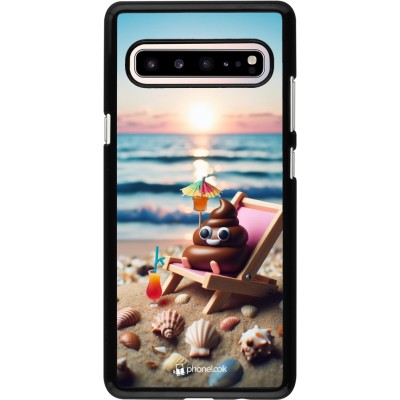 Samsung Galaxy S10 5G Case Hülle - Kackhaufen Emoji auf Liegestuhl