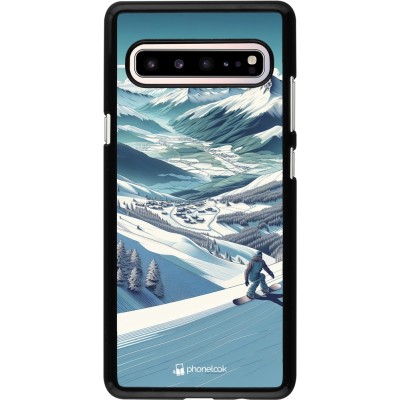 Samsung Galaxy S10 5G Case Hülle - Snowboarder Berg