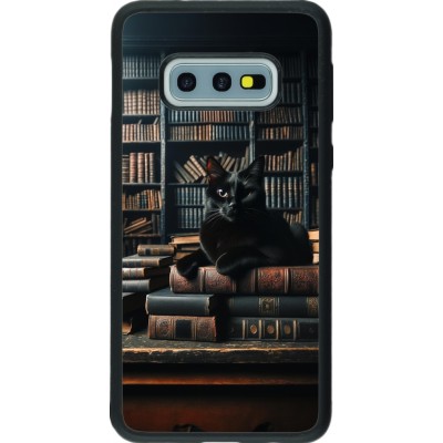 Samsung Galaxy S10e Case Hülle - Silikon schwarz Katze Bücher dunkel