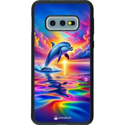 Samsung Galaxy S10e Case Hülle - Silikon schwarz Glücklicher Regenbogen-Delfin