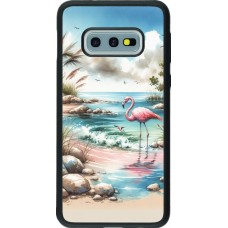 Samsung Galaxy S10e Case Hülle - Silikon schwarz Flamingo Aquarell
