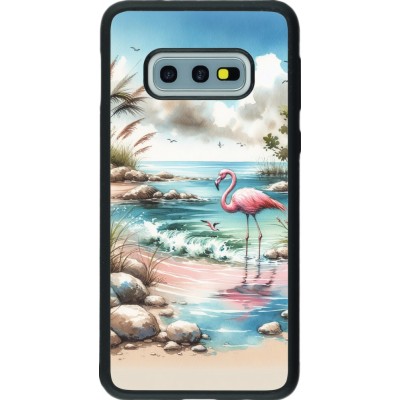 Samsung Galaxy S10e Case Hülle - Silikon schwarz Flamingo Aquarell