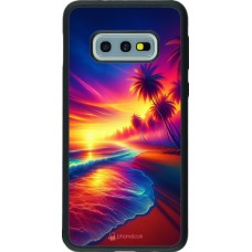Samsung Galaxy S10e Case Hülle - Silikon schwarz Strand Sonnenuntergang auffällig